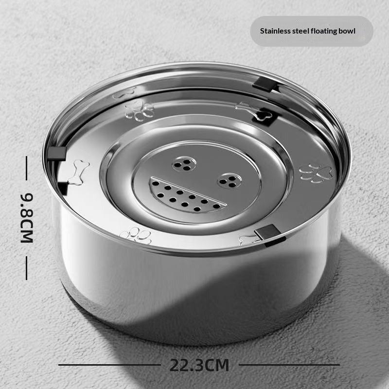 304 Stainless Steel Floating Pet Splash-Proof Water Bowl