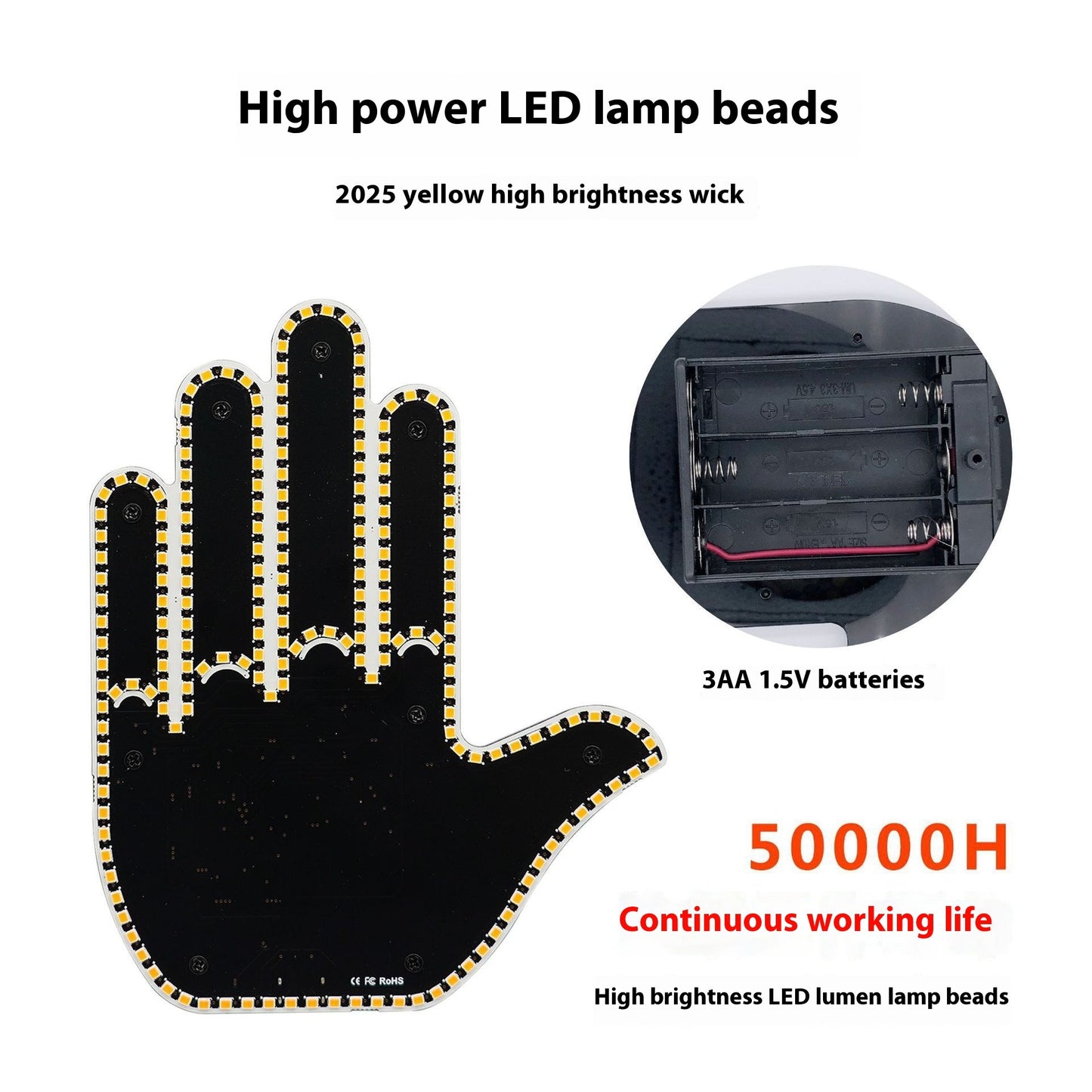 Men's Gesture Light Car Warning Lamp