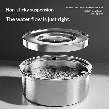 304 Stainless Steel Floating Pet Splash-Proof Water Bowl