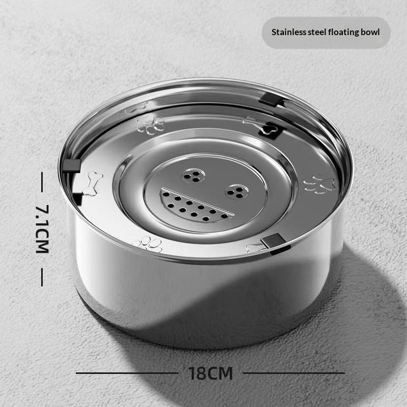 304 Stainless Steel Floating Pet Splash-Proof Water Bowl
