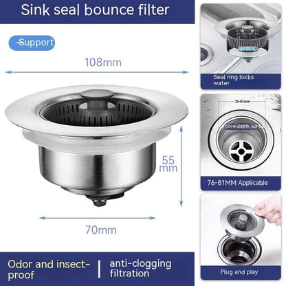 Stainless Steel Kitchen Sink Drain Filter Cap