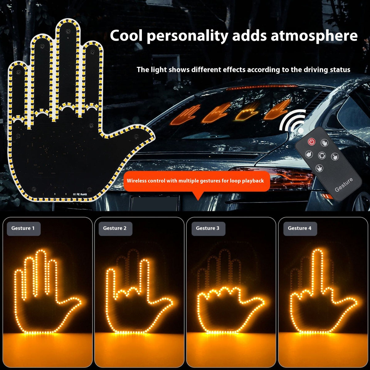 Men's Gesture Light Car Warning Lamp