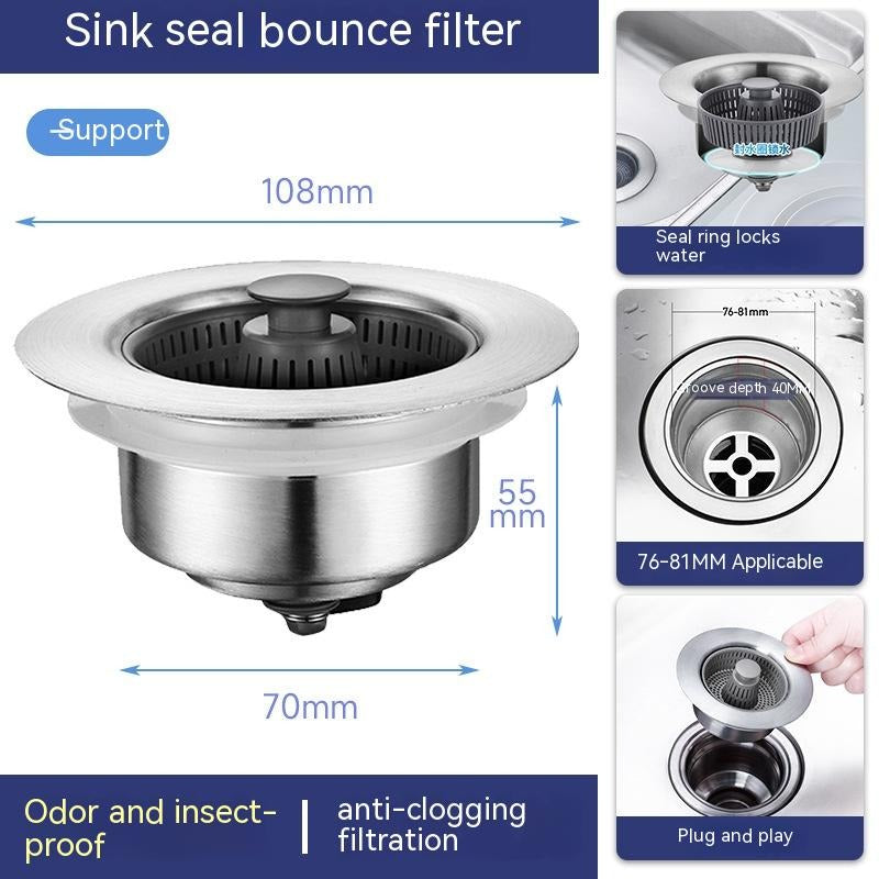 Stainless Steel Kitchen Sink Drain Filter Cap